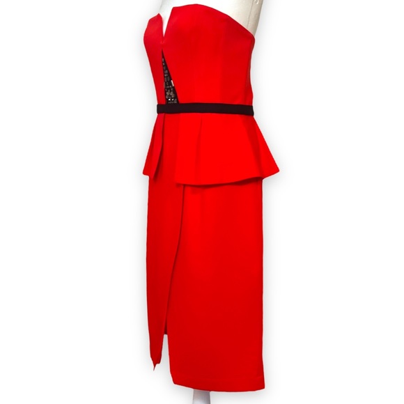 BCBGMaxazria Caitlyn Strapless Embellished Bodice Peplum Gown Mini size 10 - Picture 7 of 16